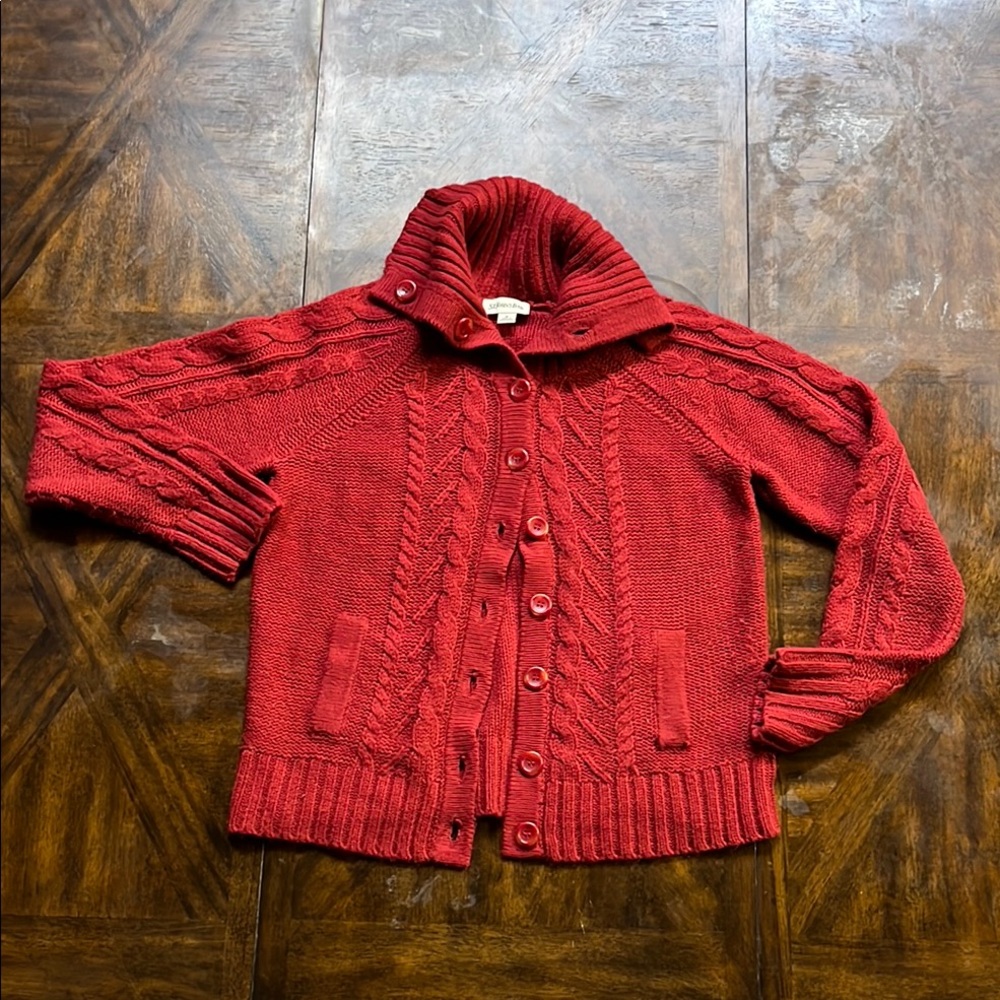 St. John's Bay Red Cable Knit Cardigan Sweater
